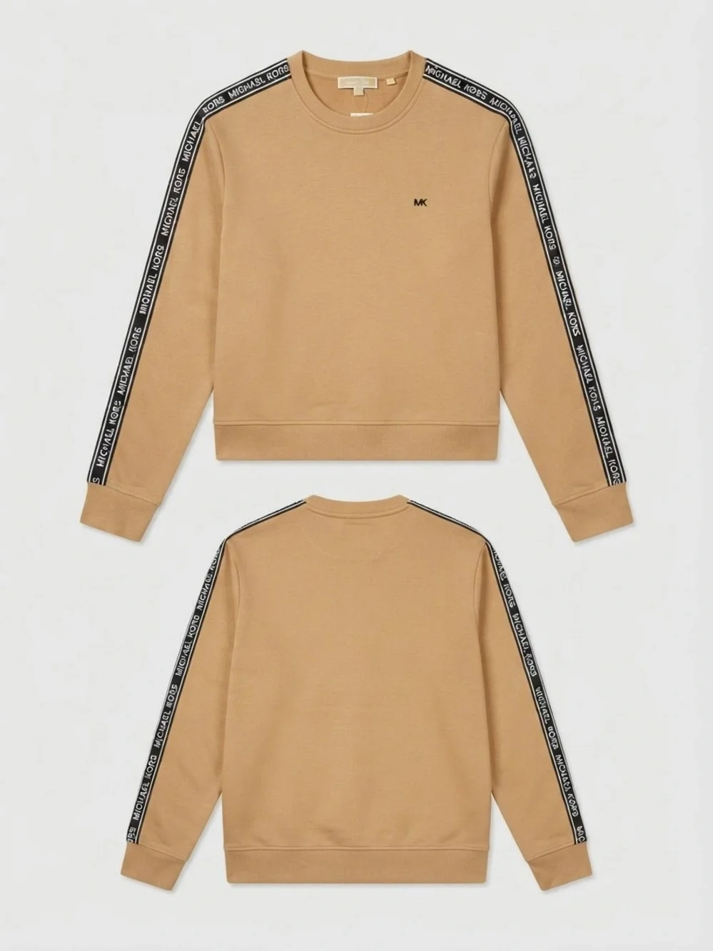 Michael Kors Camel Crewneck Sweater with Black Logo Tape